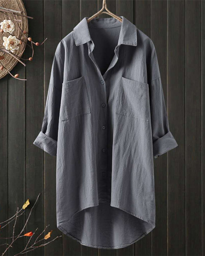 Camicia ampia a tinta unita con maniche lunghe