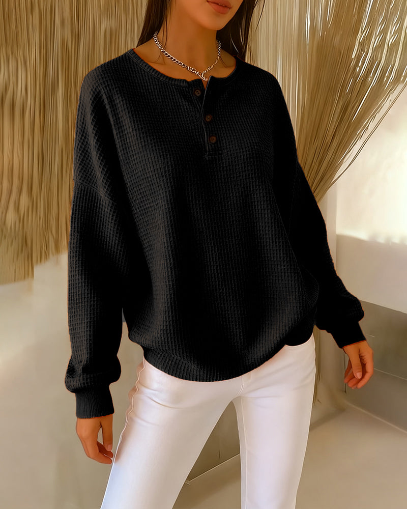 Felpa di tendenza casual monocolore a maniche lunghe