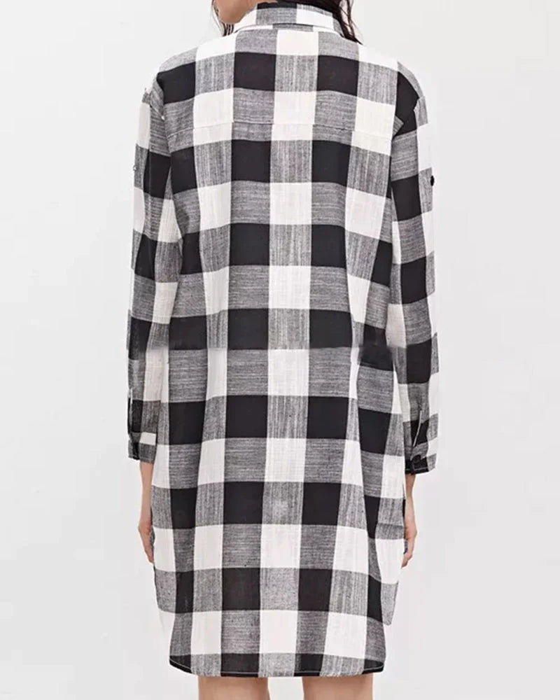 Camicia a maniche lunghe con stampa a quadri