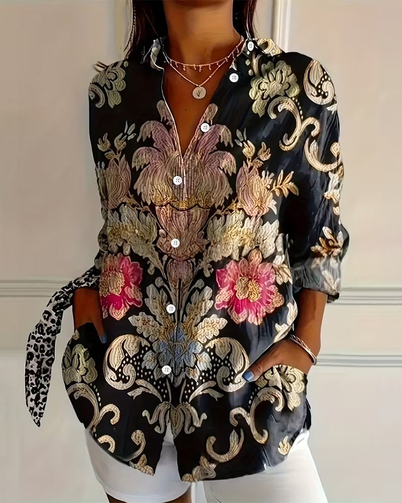 Camicia con Colletto Stampato e Bottoni