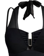 Bikini in maglia con allacciatura al collo