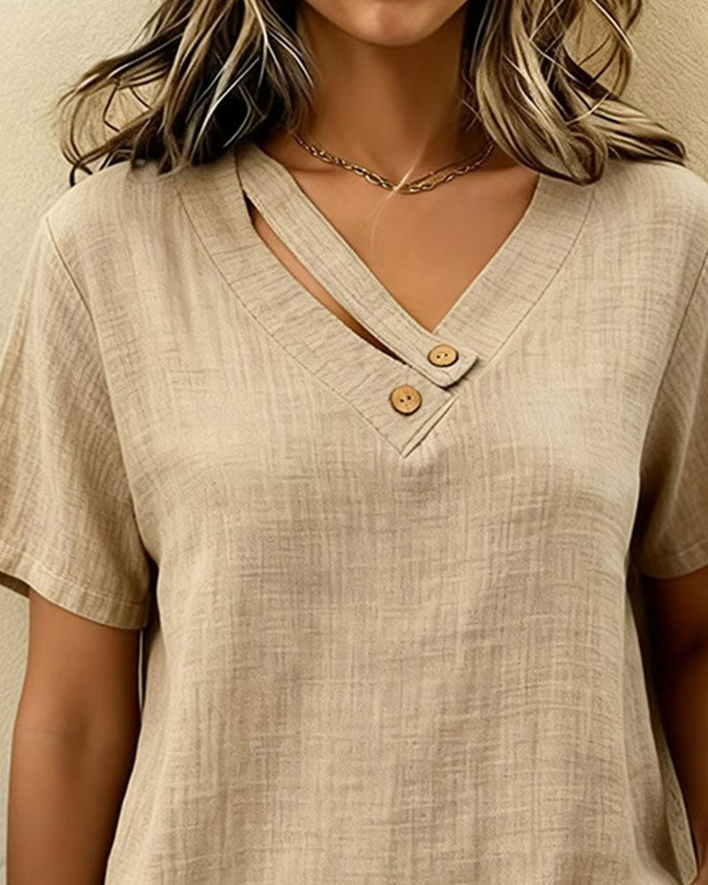 T-shirt con scollo a V gonfio