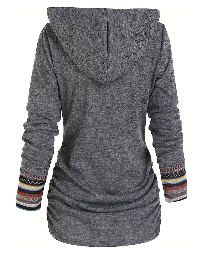 Felpa con cappuccio casual con colore a contrasto