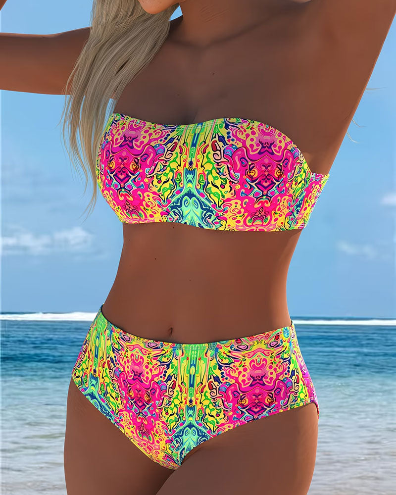 Bikini senza spalline stampato