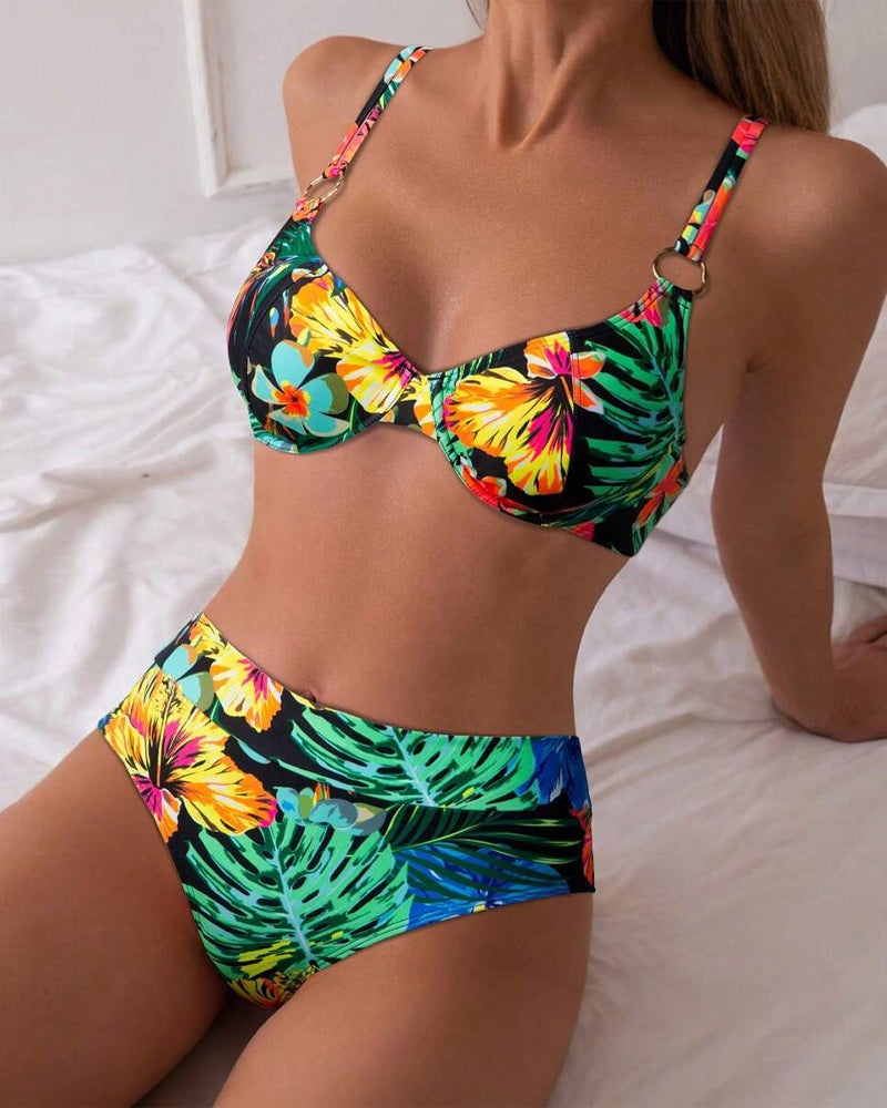 Bikini Sexy Stampato Reggiseno Push-Up a Triangolo