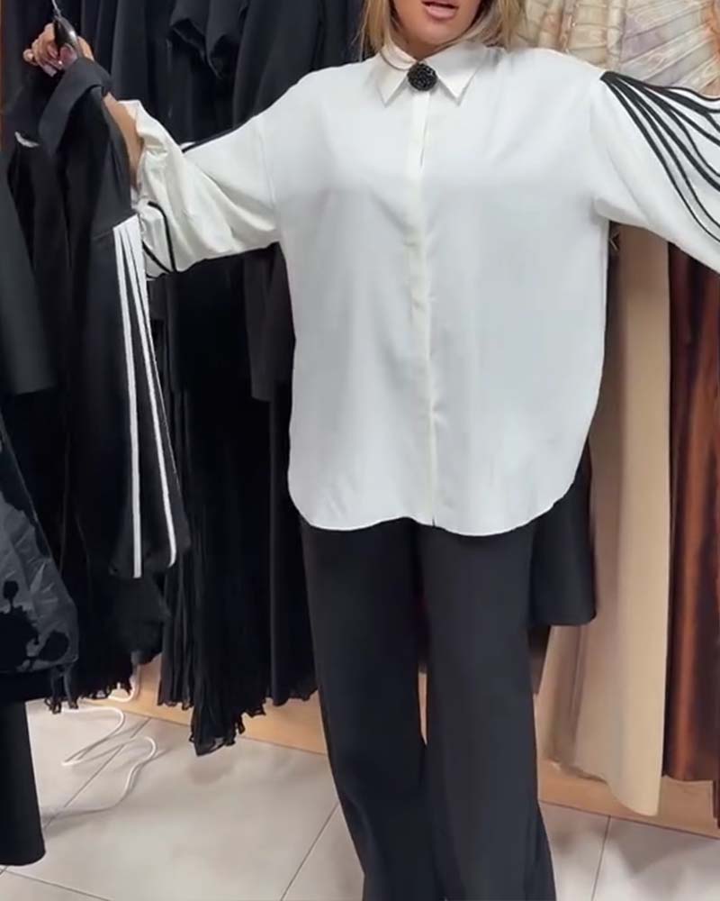 Camicia in contrasto a maniche lunghe