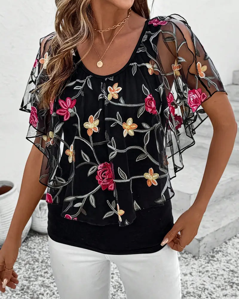 Blusa Ricamata Maglia Robusta