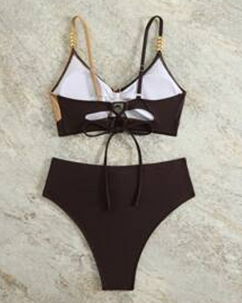 Costume da bagno a vita alta sexy con reggiseno a triangolo