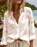 Camicia Rosa Stampa Colletto Aperto