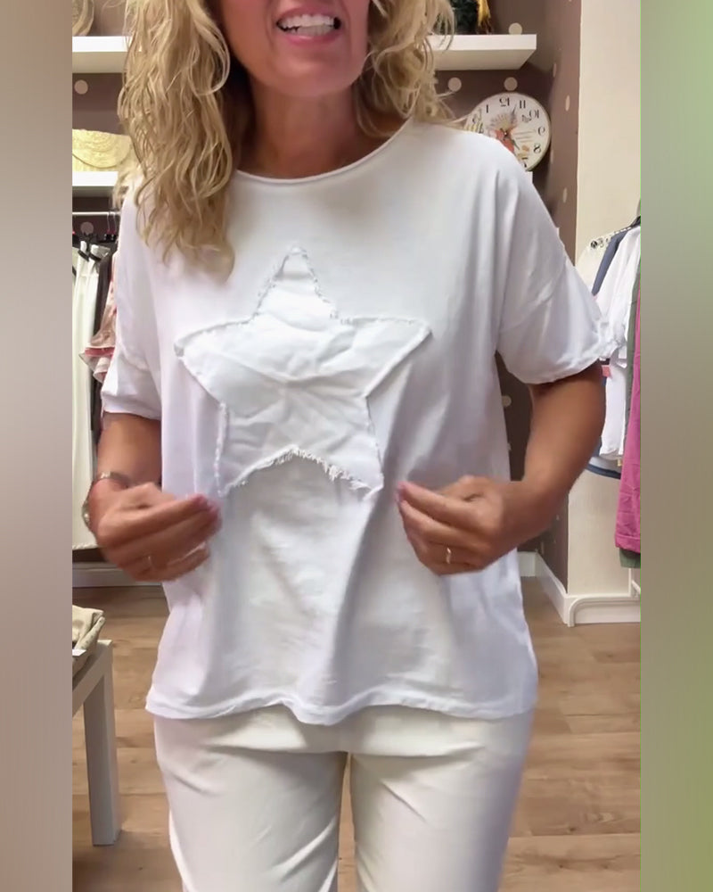 T-shirt ampio casual con scollo rotondo