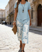 Completo due pezzi stampato casual con pantaloncini