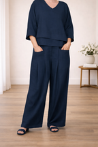Completo in cotone e lino, comodo ed elegante