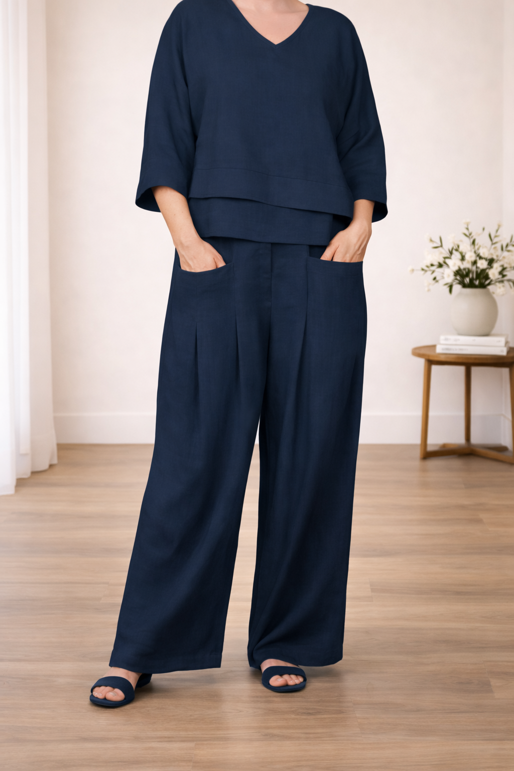 Completo in cotone e lino, comodo ed elegante
