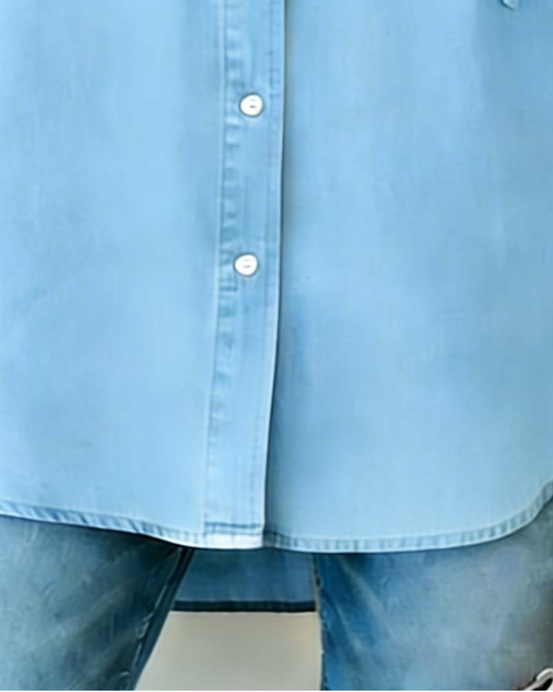 Camicia Donna Cappuccio Finto Denim