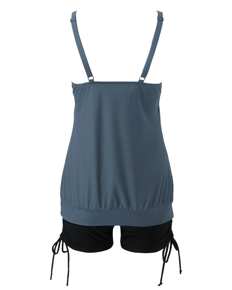 Costume da bagno due pezzi slim con scollo a V ampio
