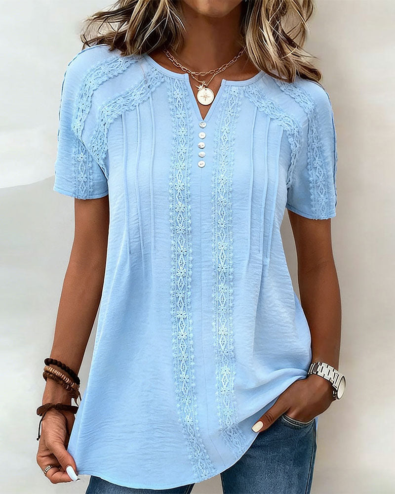 Top in pizzo a maniche corte