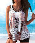 Tankini senza maniche copricorpo stampato Boxer