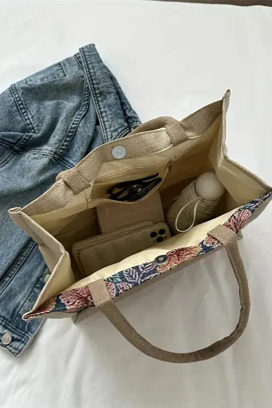 Borsa in iuta Taila con stampa floreale e design ecologico