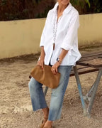 Camicia Casual Con Revers, Maniche Lunghe