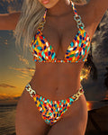 Bikini a pois con fibbia metallica