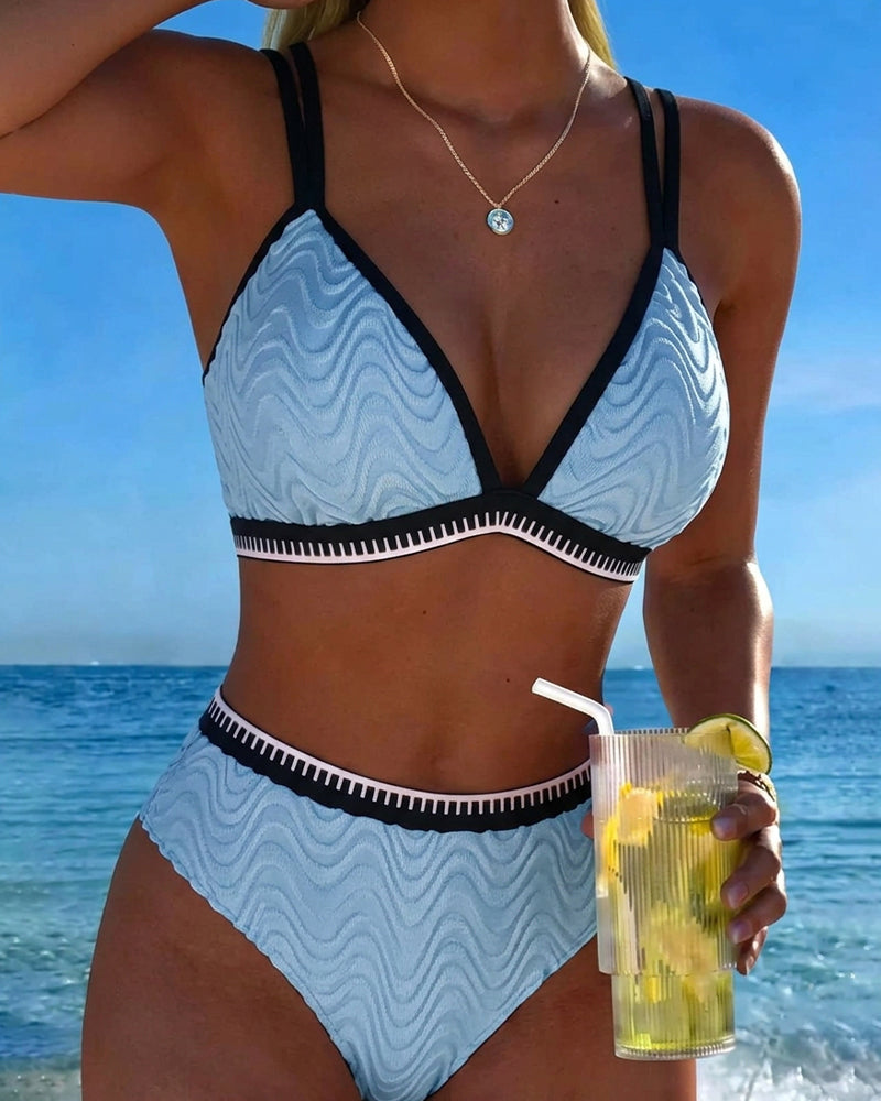 Bikini A Blocchi Di Colore Doppia Bretella Testurizzato