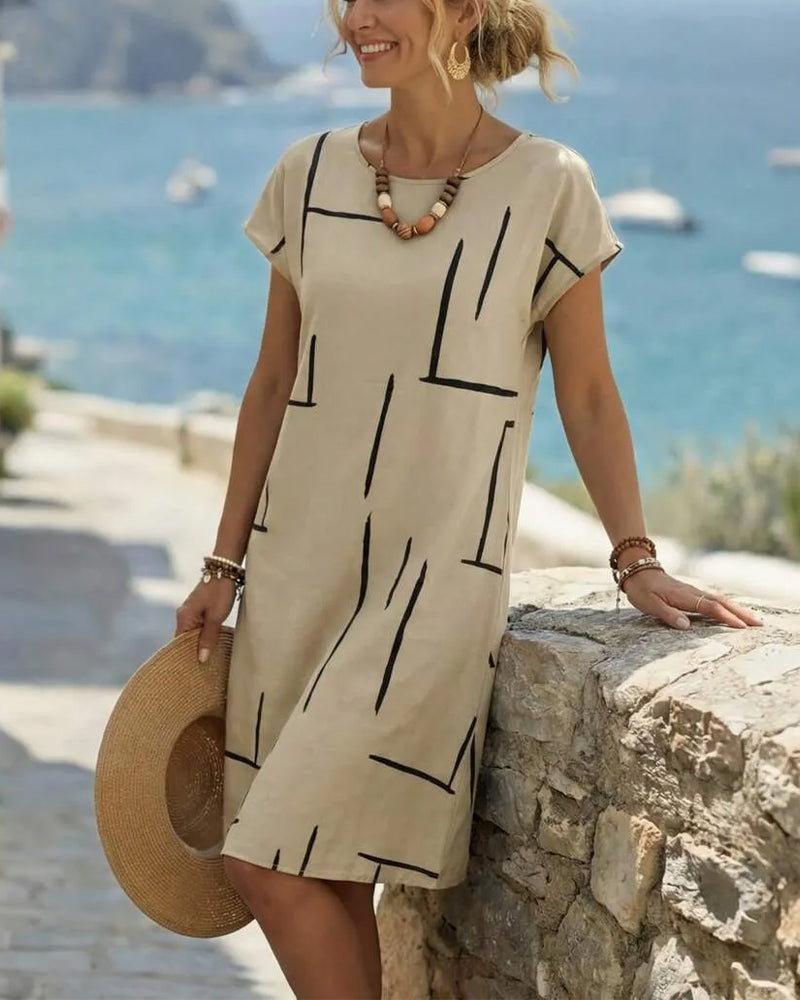 Abito Donna Estivo Casual Stampa Girocollo