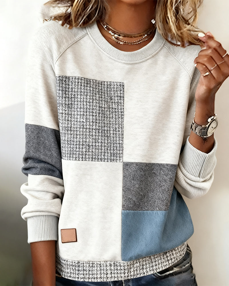 Felpa Girocollo Colore A Contrasto Casual