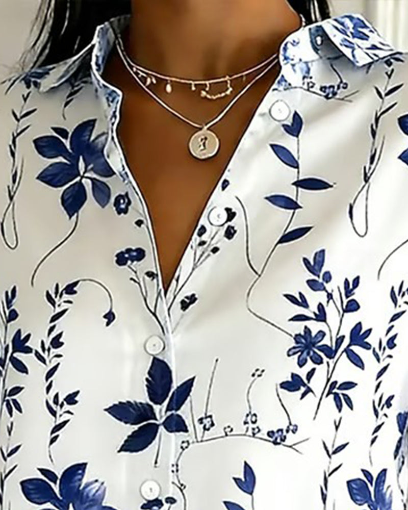 Camicia a maniche corte stampata con colletto