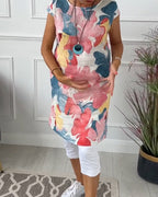 Maglia lunga casual con stampa floreale colorata