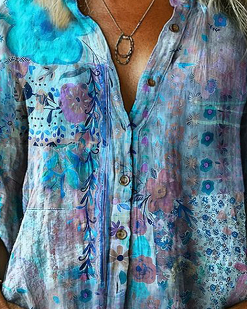 Camicia Artistica Stampa Floreale