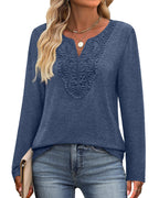 Elegante Top Scollo a V a Maniche Lunghe da Donna