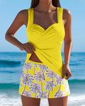 Tankini Due Pezzi Stampa Palma di Cocco