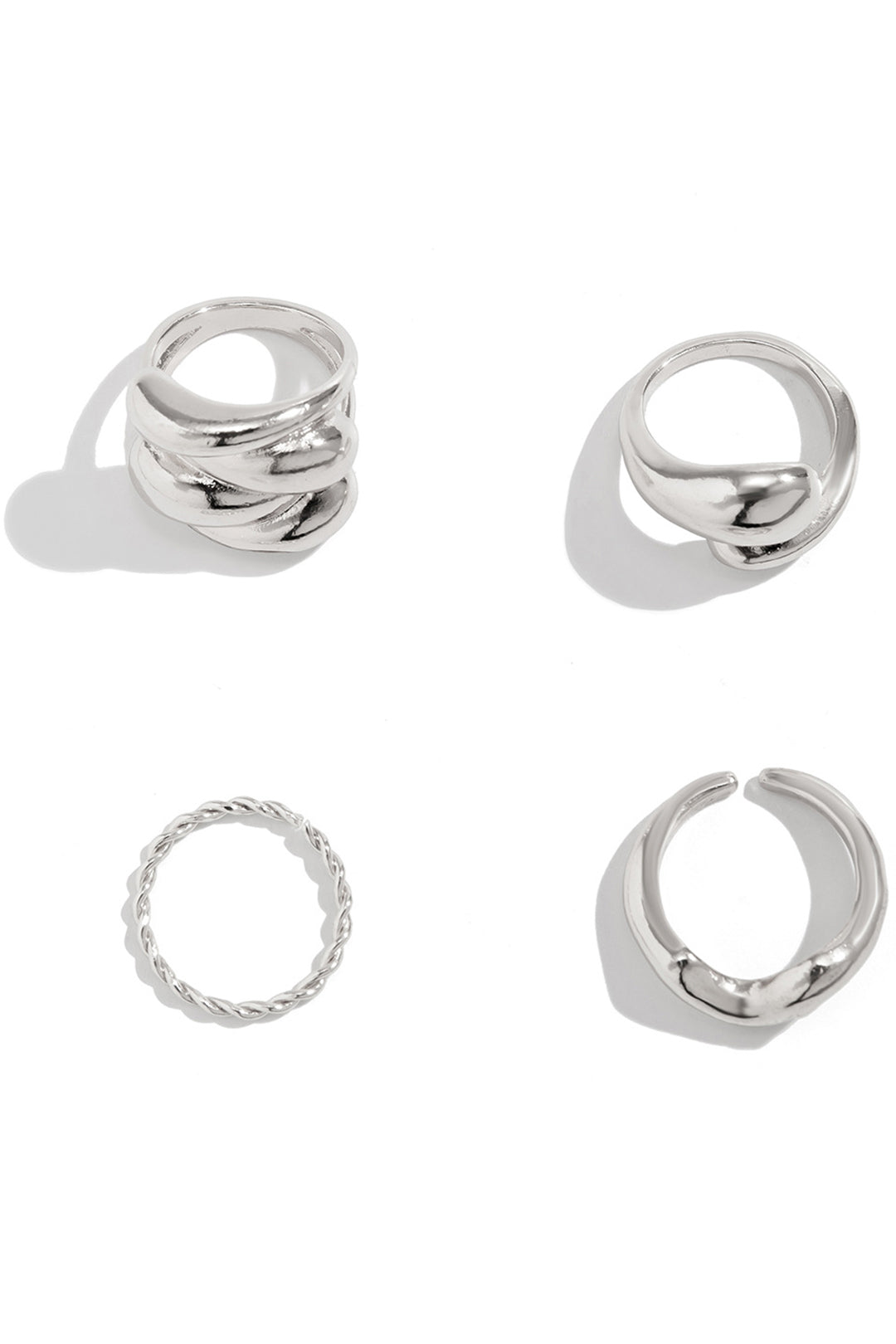 Set di 4 anelli in metallo