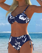 Bikini due pezzi a collo alto con stampa fantasia