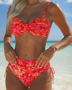 Bikini con spalline sottili e stampa a motivo astratto