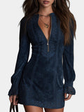 Anastasia - Mini abito in suede con pizzo