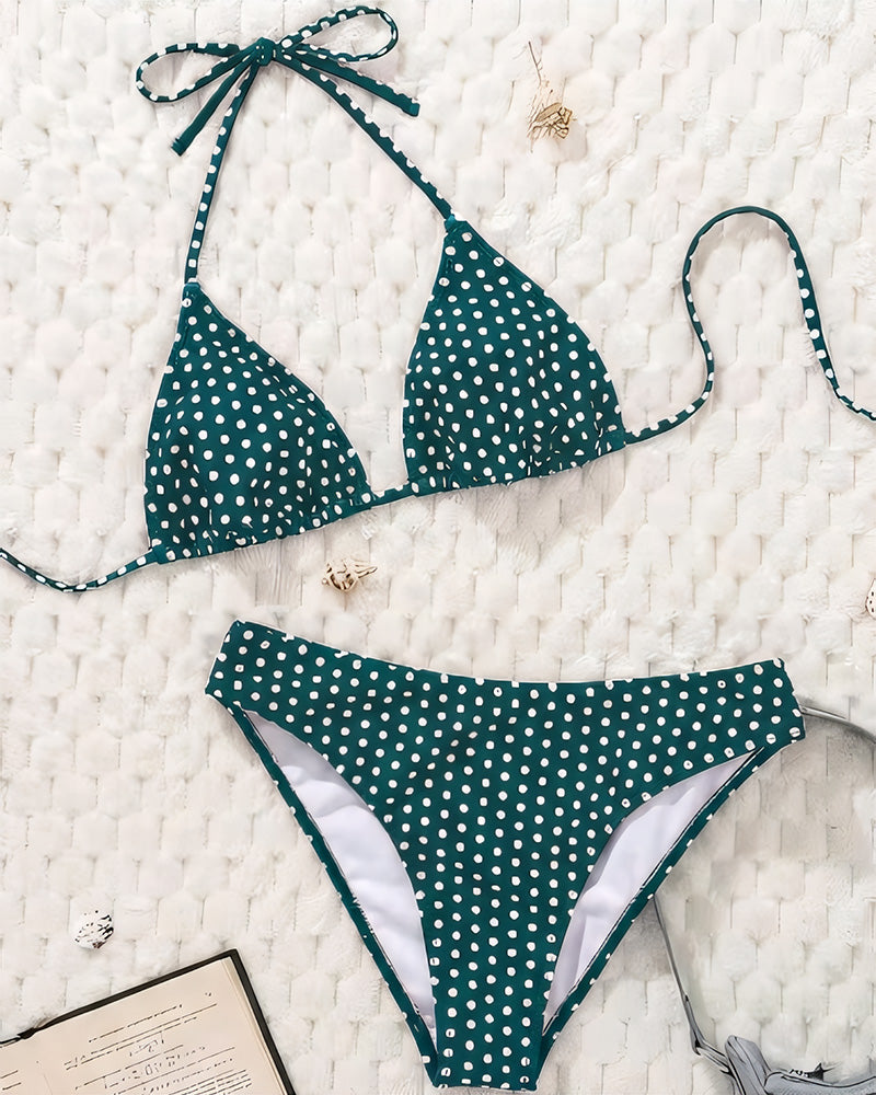 Bikini a pois con bretelline