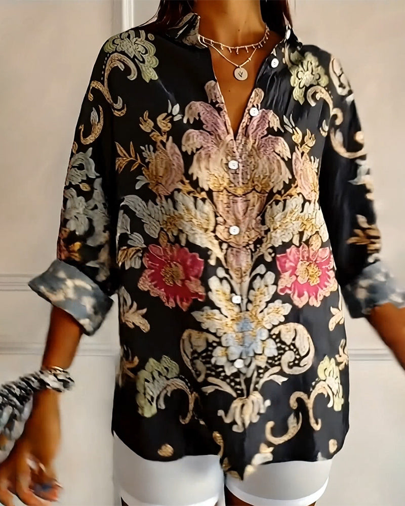 Camicia con Colletto Stampato e Bottoni