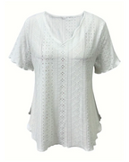 T-shirt con scollo a V intagliato stile francese