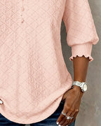 Top scollo a V con motivo Argyle e maniche corte