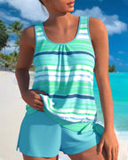 Tankini a righe con scollo a U