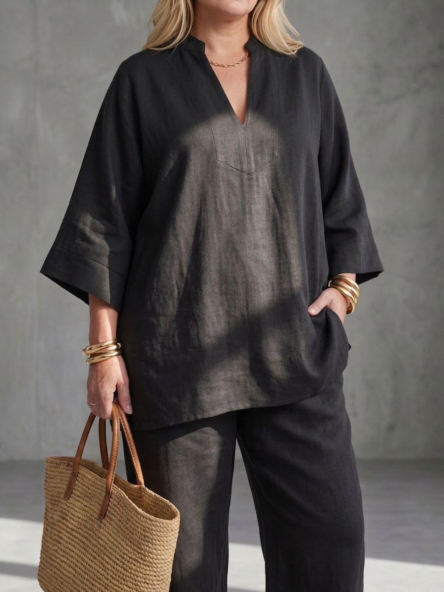 Georgiana | Completo Tunica Scollo a V e Pantalone Arricciato