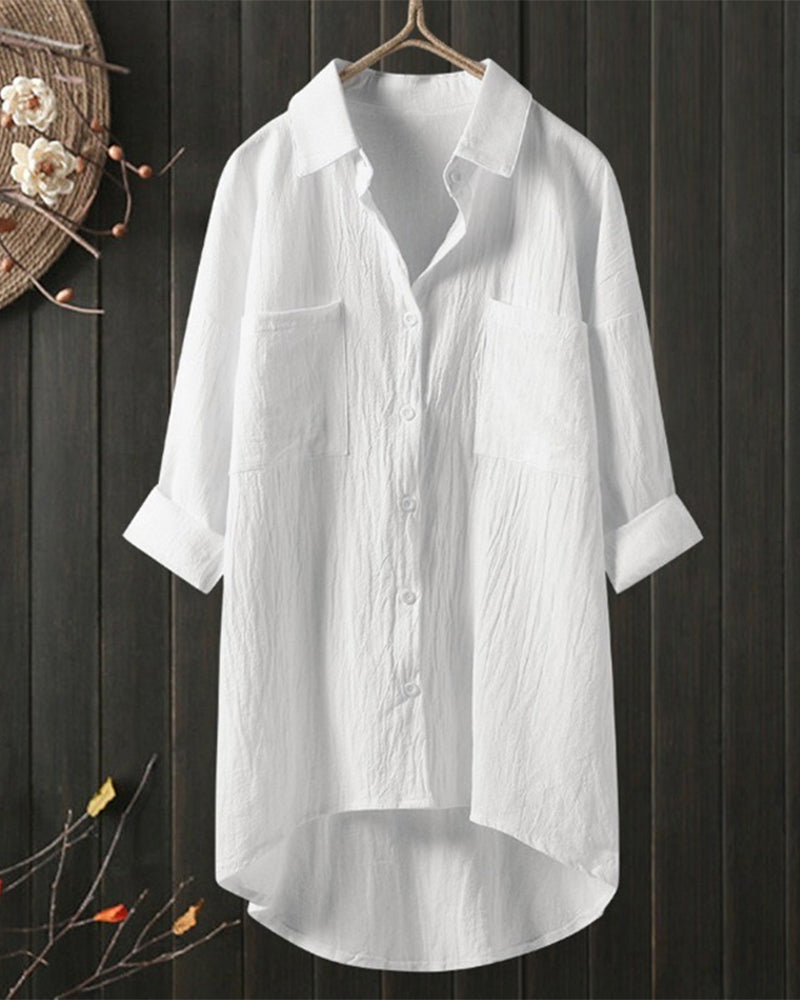 Camicia ampia a tinta unita con maniche lunghe