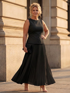 Rhodes | Coordinato Top Strutturato con Gonna Plissettata
