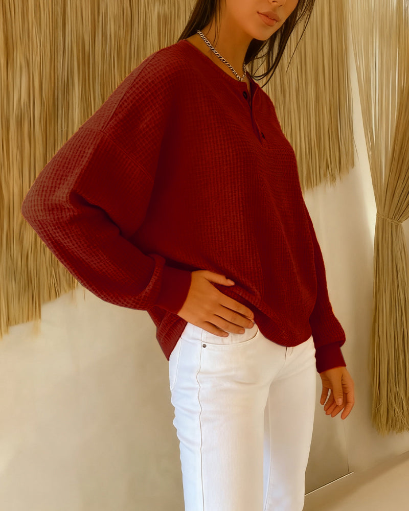 Felpa di tendenza casual monocolore a maniche lunghe