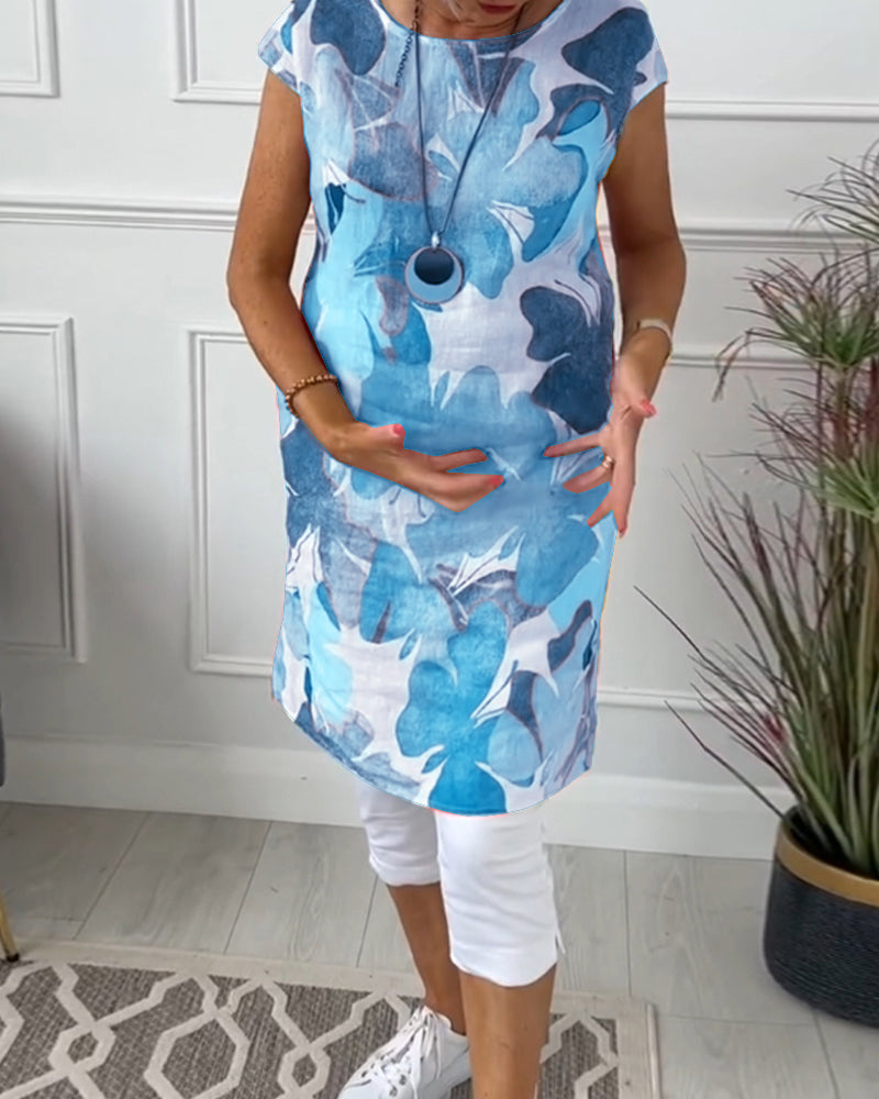 Maglia lunga casual con stampa floreale colorata