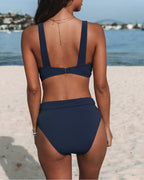 Bikini a tinta unita a vita alta