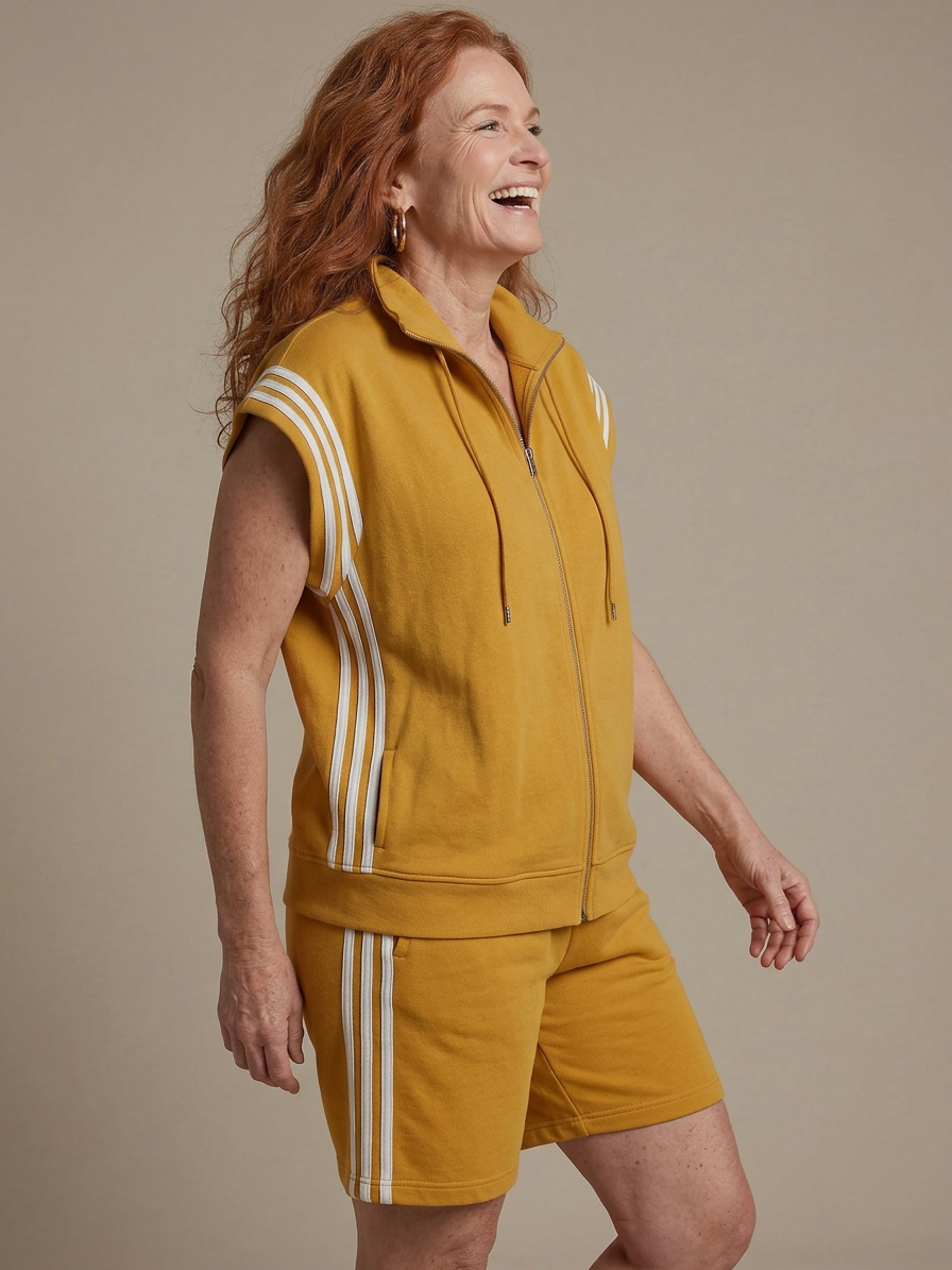 Lark | Tuta con zip e pannelli a righe