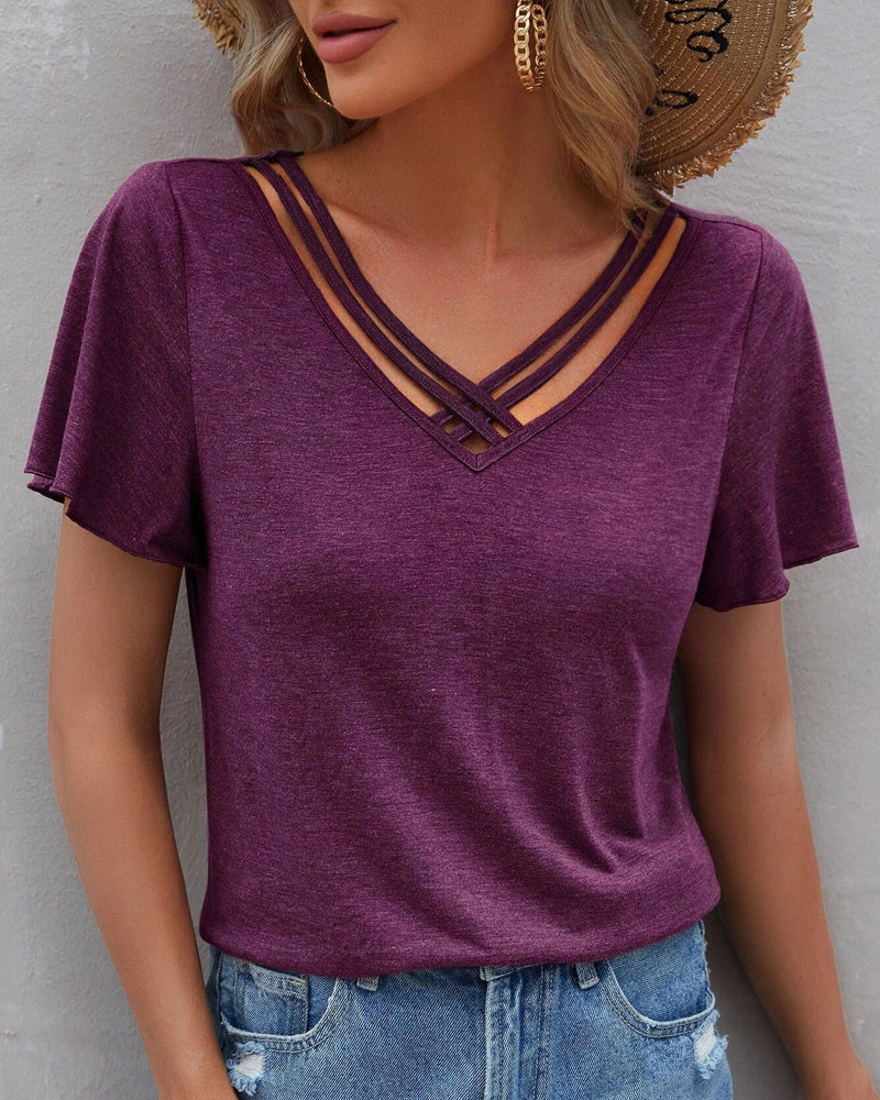 T-shirt monocolore con cut out