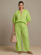 Natalia | Completo Top Palloncino con Zip e Pantaloni Ampi